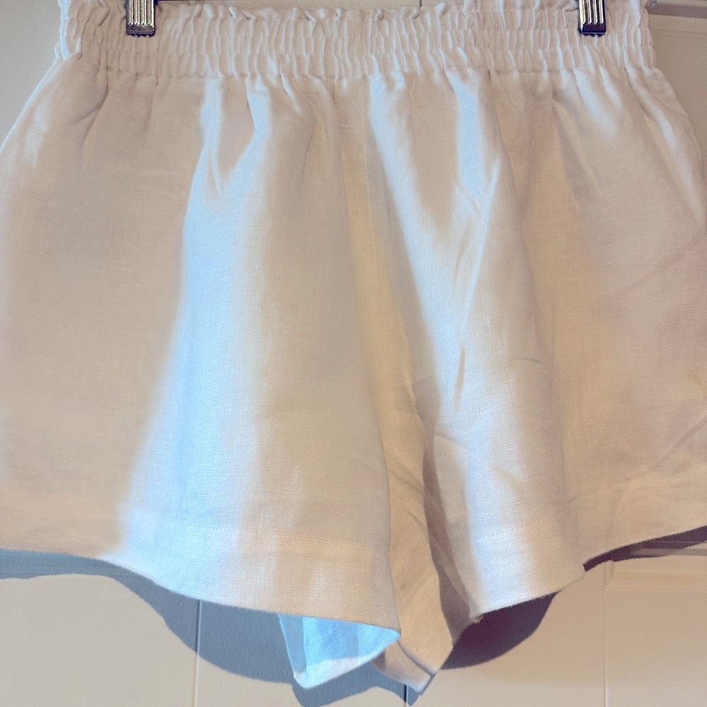 Reformation White Linen Shorts